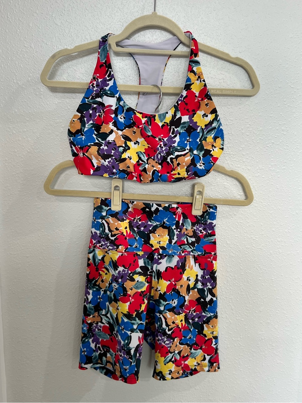 Beach Riot Sport Floral Sports Bra M & Biker Shorts S Matching Set